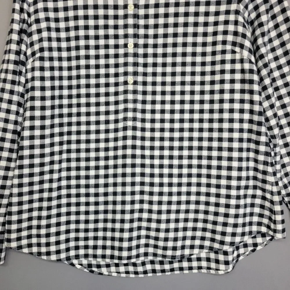 Vineyard Vines Gingham Top Womens 14 Black White 1/2 Button Flannel Tunic